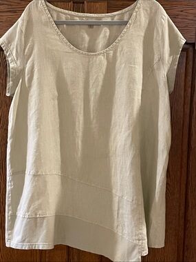 Flax Light  Sage Short Sleeve Scoop Neck Tunic. large